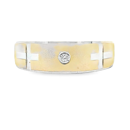 Bids.com .02ct Mens Ring Wedding Band Sterling Silver 14KT Gold Bracelets