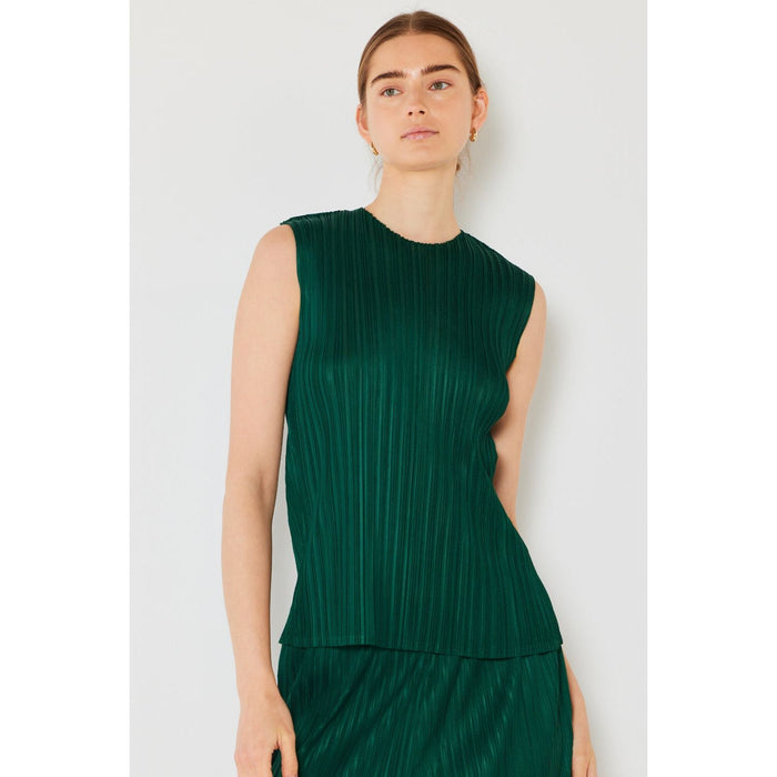 Marina West Swim Pleated Sleeveless Crewneck Tank