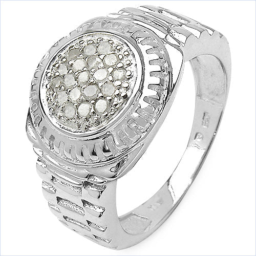 Bids.com 0.20 Carat Genuine White Diamond .925 Sterling Silver Ring Rings