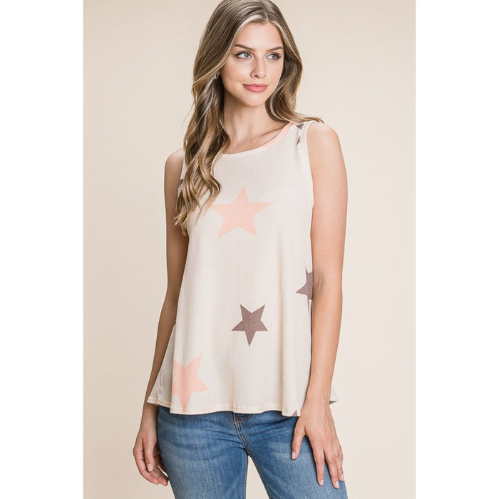 BOMBOM Star Print Round Neck Tank