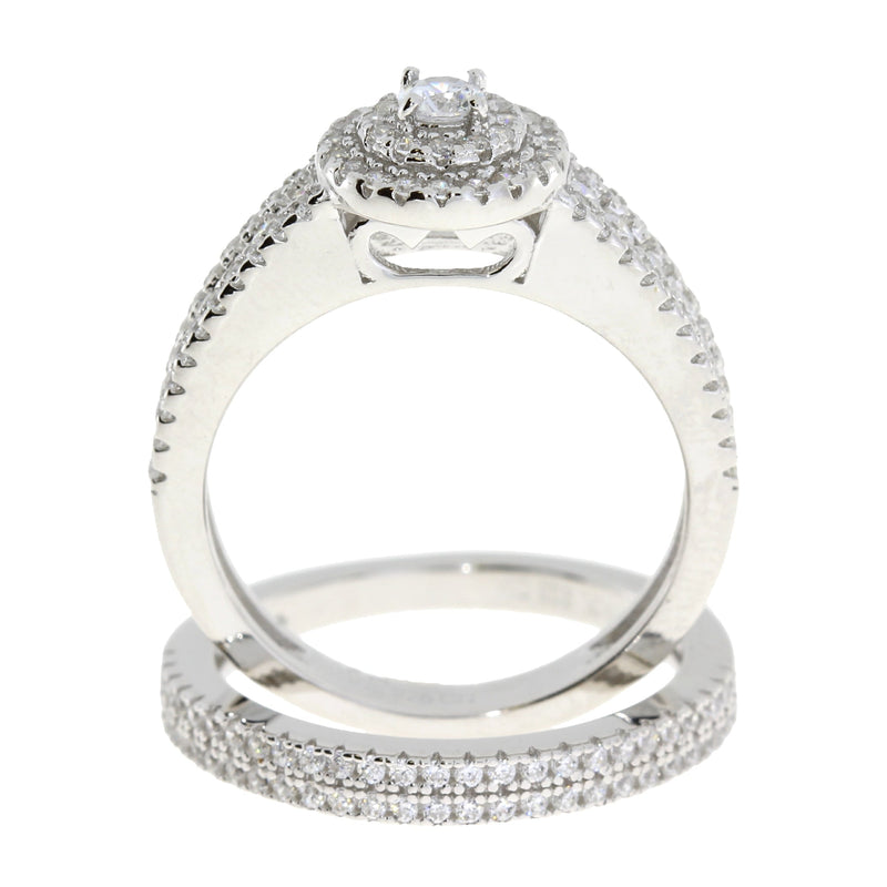 Bids.com Cubic Zirconia CZ SS Bridal Sterling Silver Rings