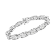 Bids.com 14K White Gold 5.0 Cttw Princess Cut Diamond Invisible Set Alternating Size D Shaped Links Tennis Bracelet (H-I Color, SI2-I1 Clarity) - 7â€ Bracelets