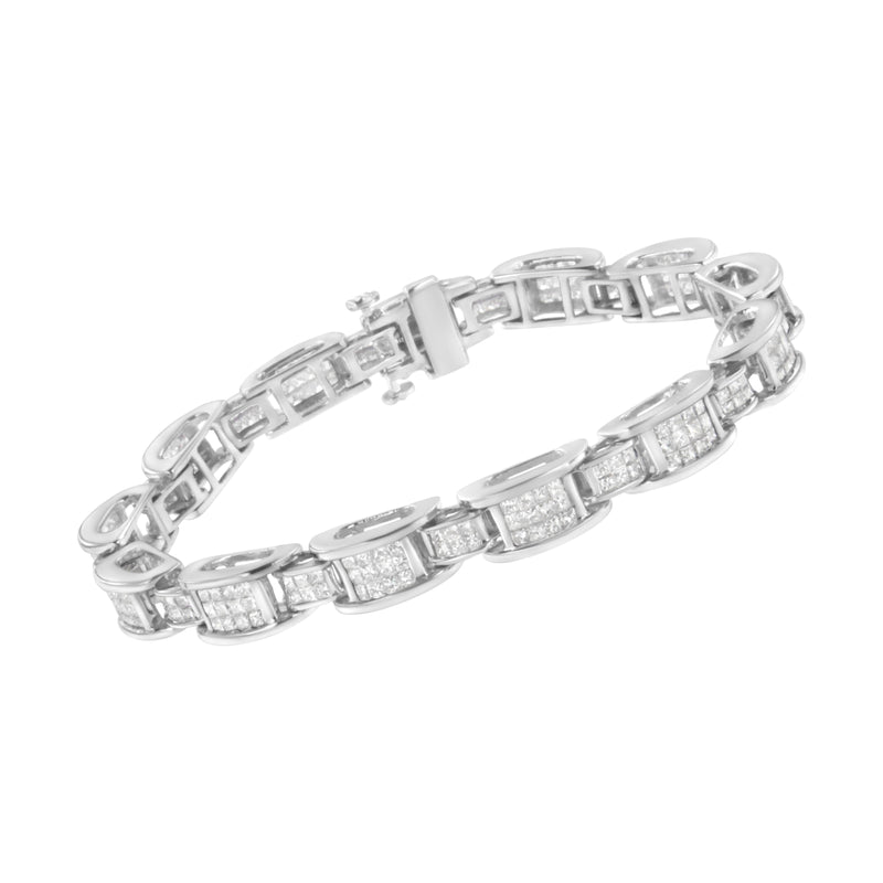 Bids.com 14K White Gold 5.0 Cttw Princess Cut Diamond Invisible Set Alternating Size D Shaped Links Tennis Bracelet (H-I Color, SI2-I1 Clarity) - 7â€ Bracelets