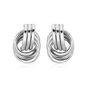 Bids.com Polished Love Knot Earrings with Interlocking Rings in Sterling Silver Earrings