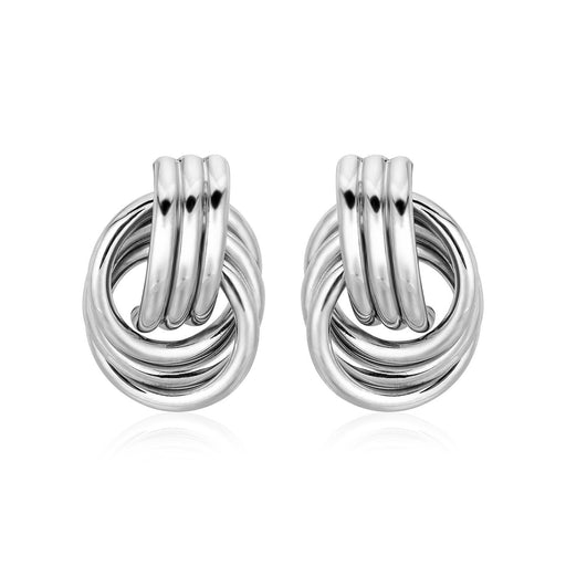 Bids.com Polished Love Knot Earrings with Interlocking Rings in Sterling Silver Earrings