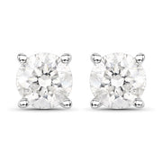 Bids.com 0.80 Carat Genuine White Diamond 14K White Gold Earrings Earrings