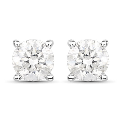 Bids.com 0.80 Carat Genuine White Diamond 14K White Gold Earrings Earrings