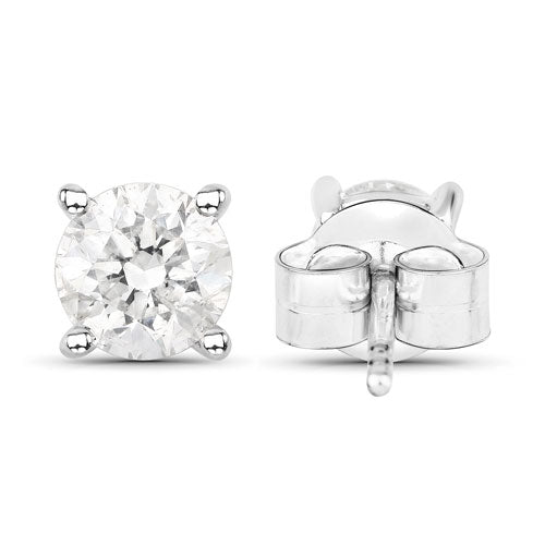 Bids.com 0.80 Carat Genuine White Diamond 14K White Gold Earrings Earrings