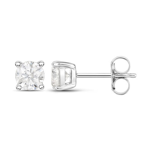 Bids.com 1.02 Carat Genuine White Diamond 14K White Gold Earrings Earrings