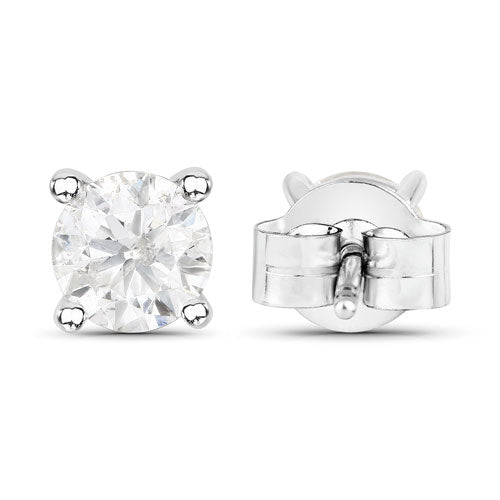 Bids.com 1.02 Carat Genuine White Diamond 14K White Gold Earrings Earrings