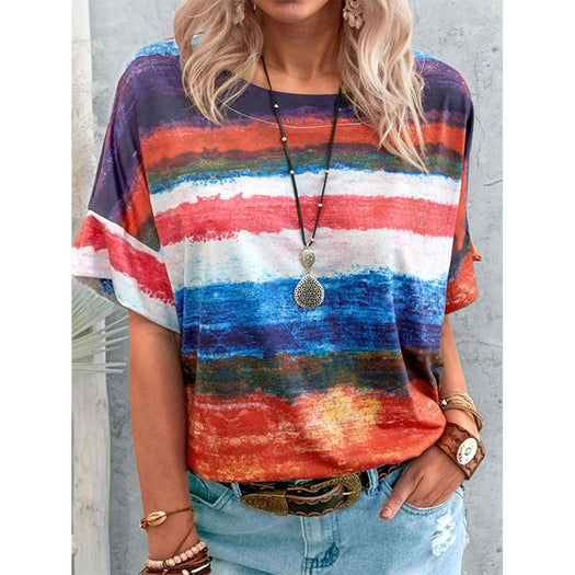 Color Block Round Neck Half Sleeve T-Shirt