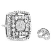 Bids.com .925 Sterling Silver 1.0 Cttw Round Diamond Double Halo and Disc Stud Earring (I-J Color, I2-I3 Clarity) Earrings