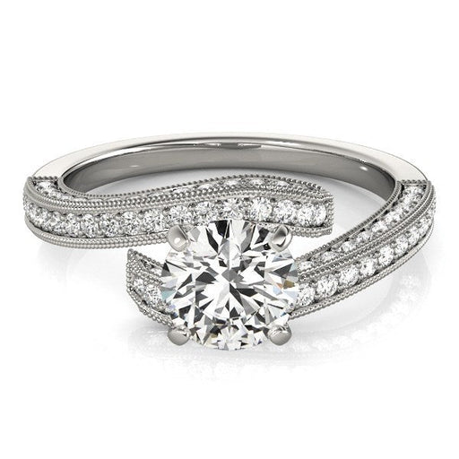 Bids.com 14k White Gold Round Diamond Bypass Style Engagement Ring (1 1/2 cttw) Rings