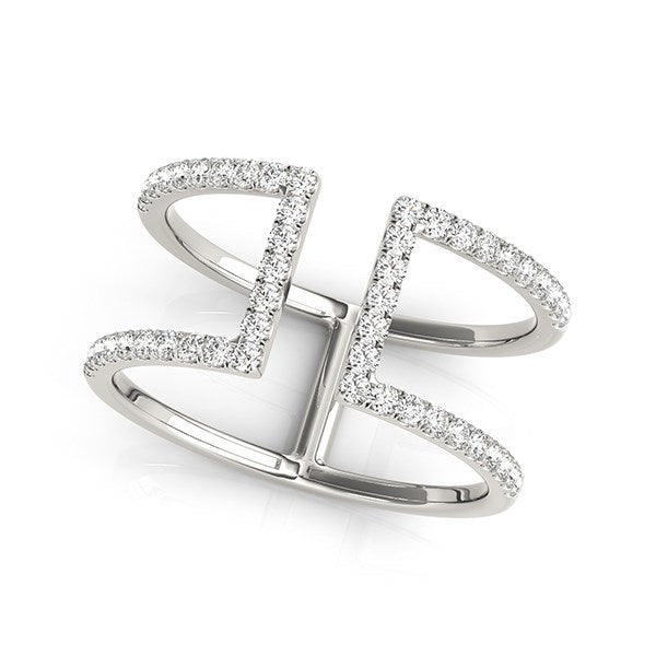 Bids.com 14k White Gold Modern Dual Band Style Diamond Ring (1/2 cttw) Rings
