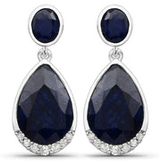 Bids.com 7.90 Carat Dyed Sapphire and White Diamond .925 Sterling Silver Earrings Earrings