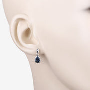 Bids.com 1.65 Carat Genuine Blue Sapphire and White Diamond 10K White Gold Earrings Earrings