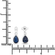 Bids.com 1.65 Carat Genuine Blue Sapphire and White Diamond 10K White Gold Earrings Earrings