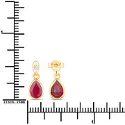 Bids.com 1.65 Carat Genuine Ruby and White Diamond 10K Yellow Gold Earrings Earrings