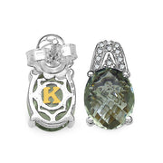 Bids.com 5.25 Carat Genuine Green Amethyst and 0.15 ct.t.w Genuine Diamond Accents Sterling Silver Earrings Earrings