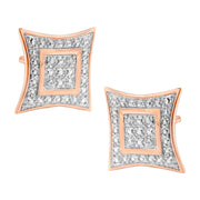 Bids.com .925 Sterling Silver Diamond Accented 4-Stone Four Pointed Star Shaped Halo-Style Stud Earrings (H-I Color, I2-I3 Clarity) Earrings