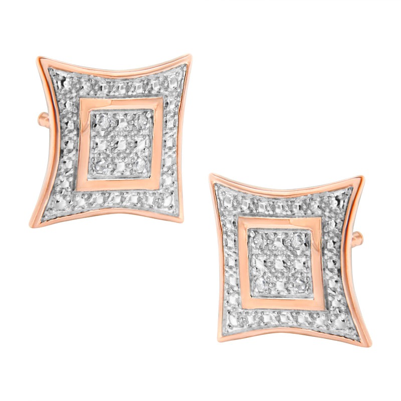Bids.com .925 Sterling Silver Diamond Accented 4-Stone Four Pointed Star Shaped Halo-Style Stud Earrings (H-I Color, I2-I3 Clarity) Earrings
