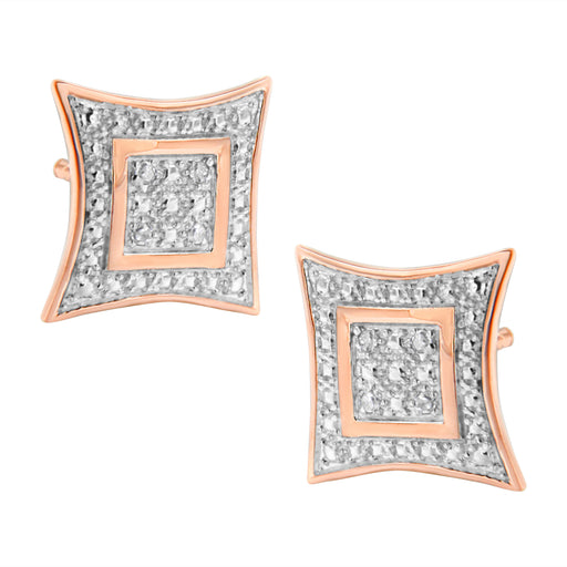 Bids.com .925 Sterling Silver Diamond Accented 4-Stone Four Pointed Star Shaped Halo-Style Stud Earrings (H-I Color, I2-I3 Clarity) Earrings