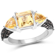 Bids.com 2.71 Carat Genuine Citrine and Champagne Diamond .925 Sterling Silver Ring Rings