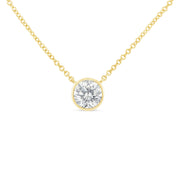 Bids.com 10K White Gold 1/10 Carat Round Brilliant-Cut Diamond Modern Bezel-Set Solitaire 16"-18" Pendant Necklace (H-I Color, SI2-I1 Clarity) Necklaces