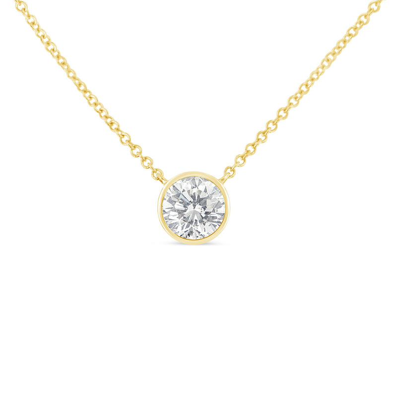 Bids.com 10K White Gold 1/10 Carat Round Brilliant-Cut Diamond Modern Bezel-Set Solitaire 16"-18" Pendant Necklace (H-I Color, SI2-I1 Clarity) Necklaces