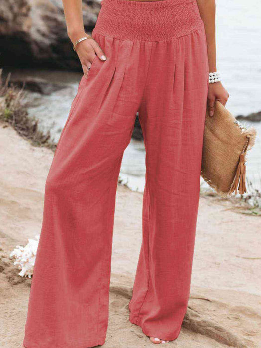 Full Size Smocked Waist Wide Leg Pants by VYSN