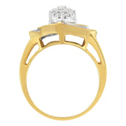 Bids.com 10K Yellow Gold Diamond Cluster Ring (3/4 Cttw, J-K Color, I2-I3 Clarity) - Size 6 Rings