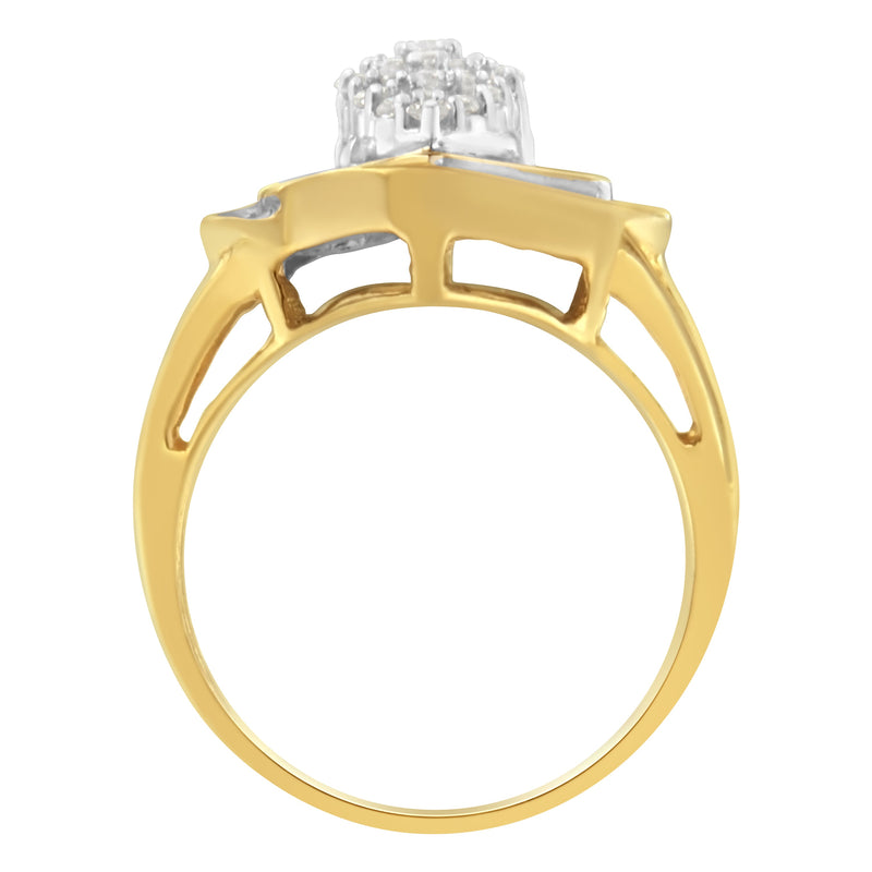 Bids.com 10K Yellow Gold Diamond Cluster Ring (3/4 Cttw, J-K Color, I2-I3 Clarity) - Size 6 Rings