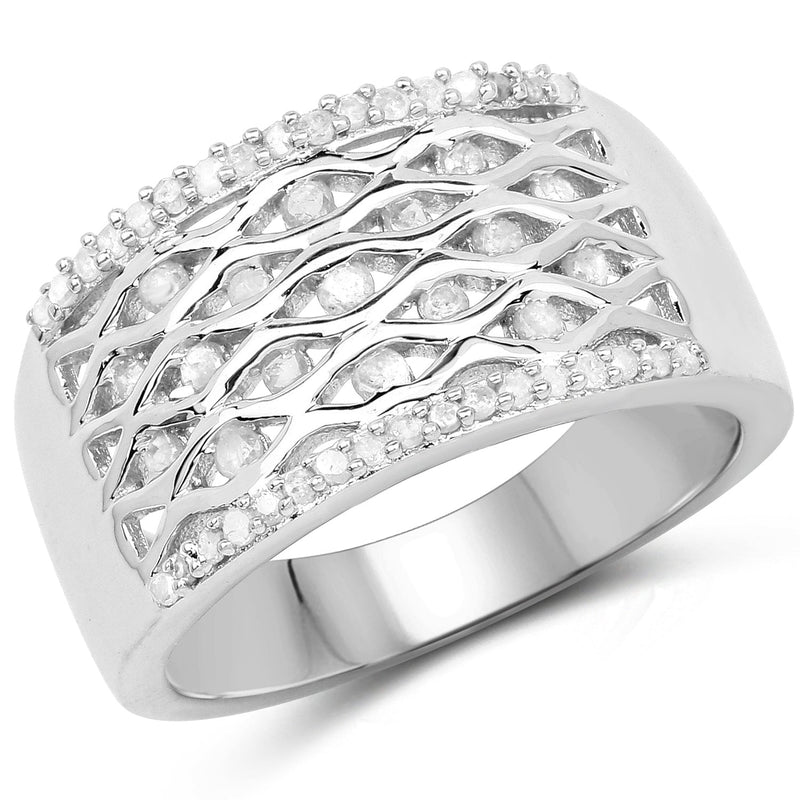 Bids.com 0.41 Carat Genuine White Diamond .925 Sterling Silver Ring Rings