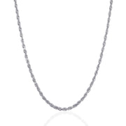 Bids.com 3.0mm 14k White Gold Solid Diamond Cut Rope Chain Necklaces