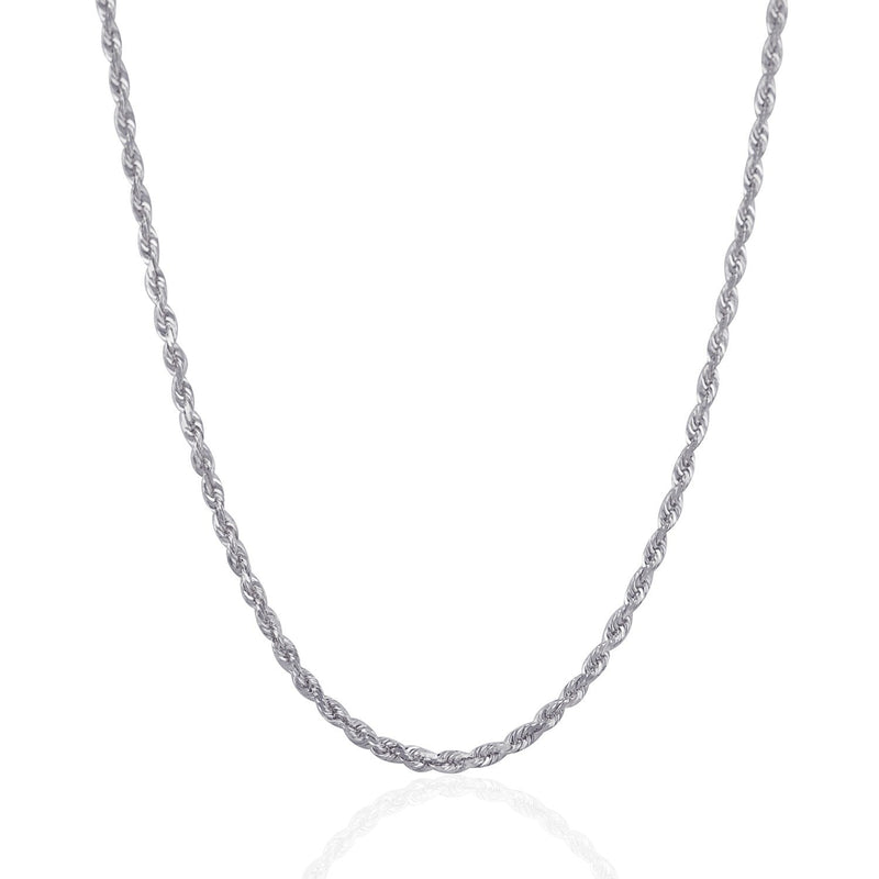 Bids.com 3.0mm 14k White Gold Solid Diamond Cut Rope Chain Necklaces