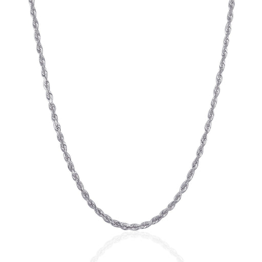 Bids.com 3.0mm 14k White Gold Solid Diamond Cut Rope Chain Necklaces