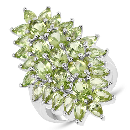 Bids.com 8.89 Carat Genuine Peridot .925 Sterling Silver Ring Rings White Smoke size 7.00,size 8.00,size 9.00,size 6.00