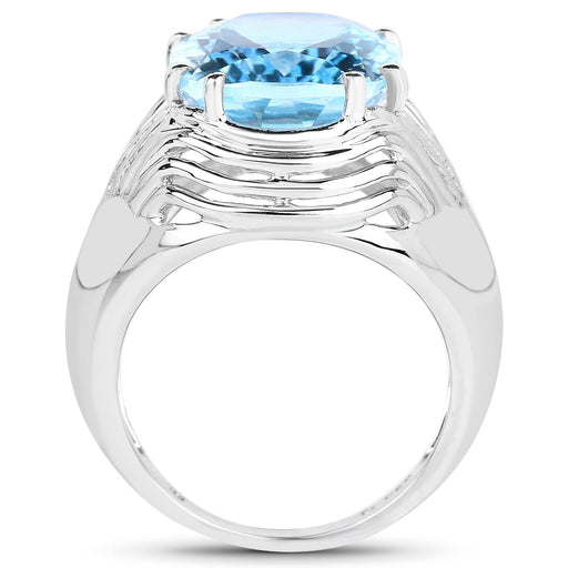 Bids.com 12.10 Carat Genuine Blue Topaz .925 Sterling Silver Ring Rings