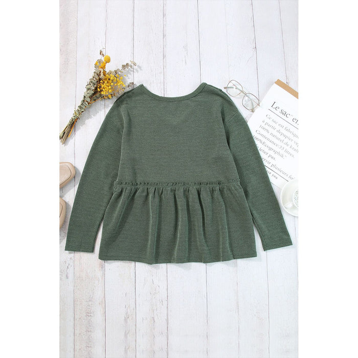 Peplum V-Neck Long Sleeve T-Shirt