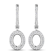 Bids.com 0.32 Carat Genuine White Diamond 14K White Gold Semi Mount Earrings - holds 8x6mm Oval Gemstones Earrings