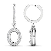 Bids.com 0.32 Carat Genuine White Diamond 14K White Gold Semi Mount Earrings - holds 8x6mm Oval Gemstones Earrings