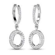 Bids.com 0.32 Carat Genuine White Diamond 14K White Gold Semi Mount Earrings - holds 8x6mm Oval Gemstones Earrings