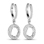 Bids.com 0.32 Carat Genuine White Diamond 14K White Gold Semi Mount Earrings - holds 8x6mm Oval Gemstones Earrings