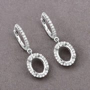 Bids.com 0.32 Carat Genuine White Diamond 14K White Gold Semi Mount Earrings - holds 8x6mm Oval Gemstones Earrings