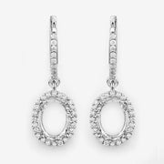 Bids.com 0.32 Carat Genuine White Diamond 14K White Gold Semi Mount Earrings - holds 8x6mm Oval Gemstones Earrings