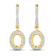 Bids.com 0.32 Carat Genuine White Diamond 14K Yellow Gold Semi Mount Earrings - holds 8x6mm Oval Gemstones Earrings
