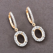 Bids.com 0.32 Carat Genuine White Diamond 14K Yellow Gold Semi Mount Earrings - holds 8x6mm Oval Gemstones Earrings