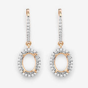 Bids.com 0.32 Carat Genuine White Diamond 14K Yellow Gold Semi Mount Earrings - holds 8x6mm Oval Gemstones Earrings