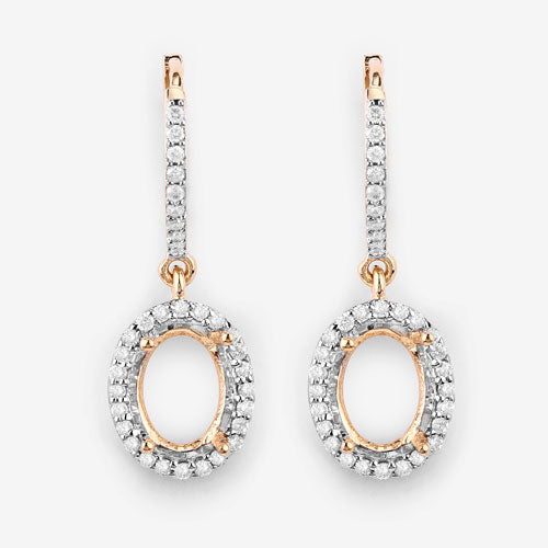 Bids.com 0.32 Carat Genuine White Diamond 14K Yellow Gold Semi Mount Earrings - holds 8x6mm Oval Gemstones Earrings