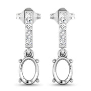 Bids.com 0.14 Carat Genuine White Diamond 14K White Gold Semi Mount Earrings - holds 7x5mm Oval Gemstones Earrings